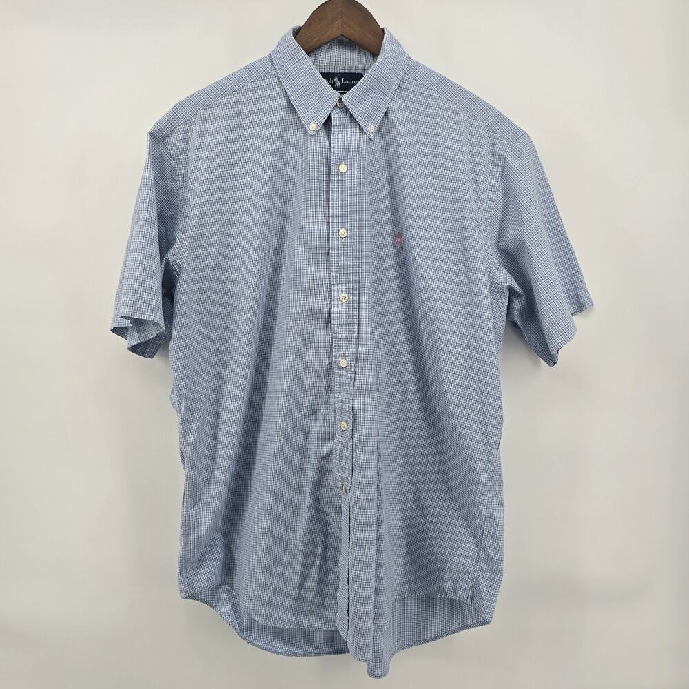 Ralph Lauren Men's Classic Fit Short Sleeve Gingham Button Down Shirt Size L - Picture 2 of 6